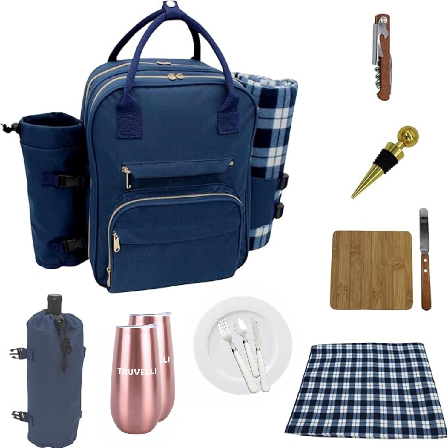 Picnic Backpack for Adventures, 12-in-1 Insulated Picnic Backpack for 2, Great Alternative to a Bulky Picnic Basket Set, Romantic Picnic Set for 2, Picnic Basket for 2, Picnic Bag · v2