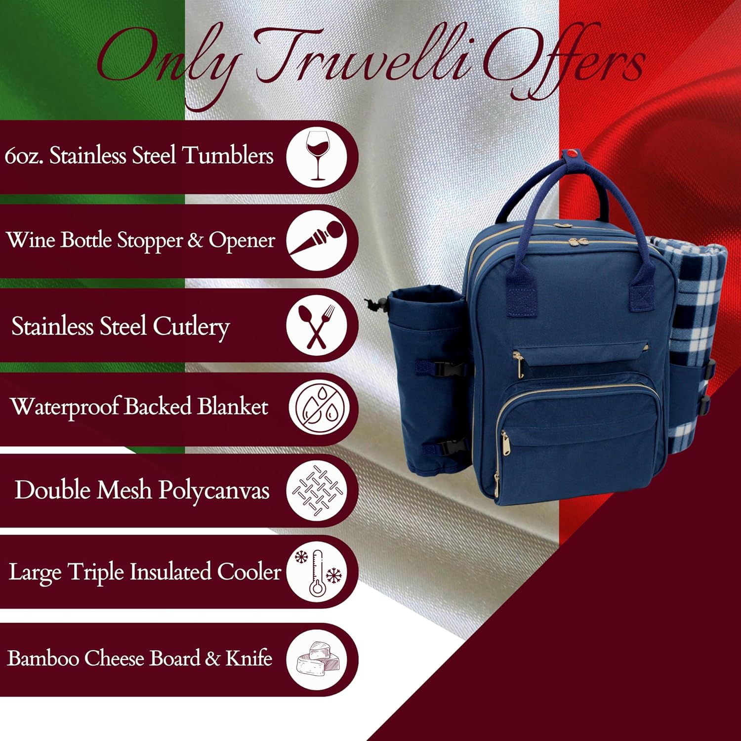 Picnic Backpack for Adventures, 12-in-1 Insulated Picnic Backpack for 2, Great Alternative to a Bulky Picnic Basket Set, Romantic Picnic Set for 2, Picnic Basket for 2, Picnic Bag · v2