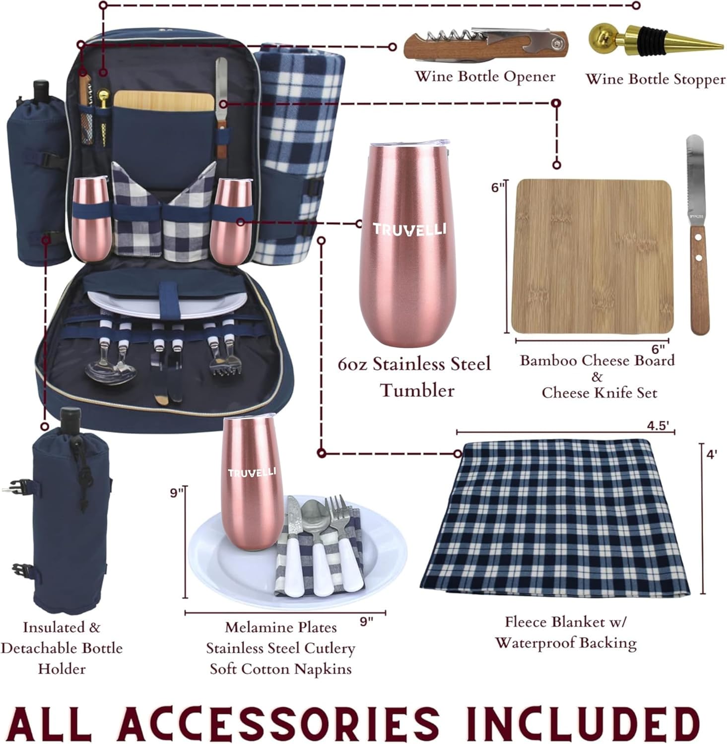 Picnic Backpack for Adventures, 12-in-1 Insulated Picnic Backpack for 2, Great Alternative to a Bulky Picnic Basket Set, Romantic Picnic Set for 2, Picnic Basket for 2, Picnic Bag · v2