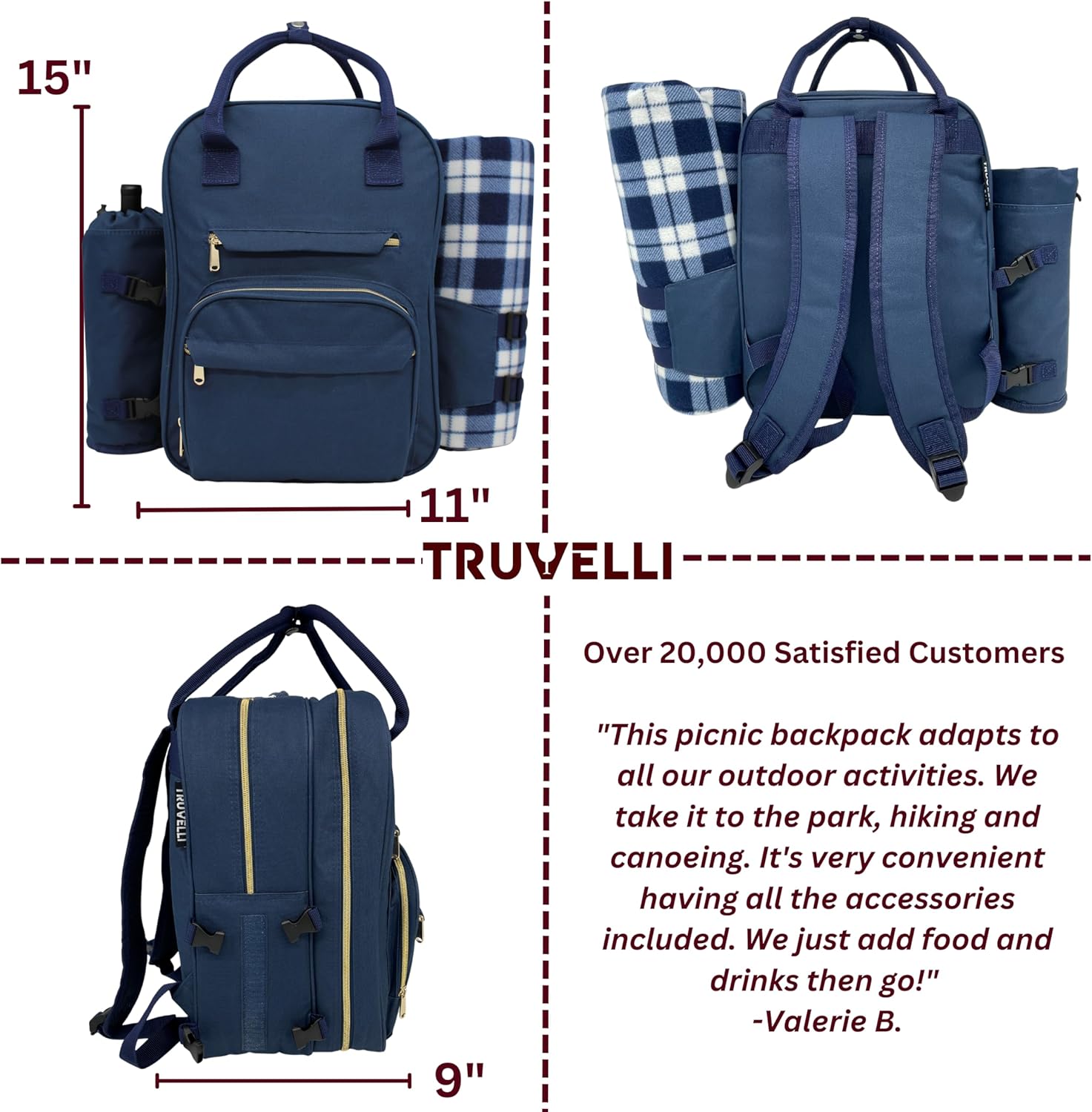 Picnic Backpack for Adventures, 12-in-1 Insulated Picnic Backpack for 2, Great Alternative to a Bulky Picnic Basket Set, Romantic Picnic Set for 2, Picnic Basket for 2, Picnic Bag · v2