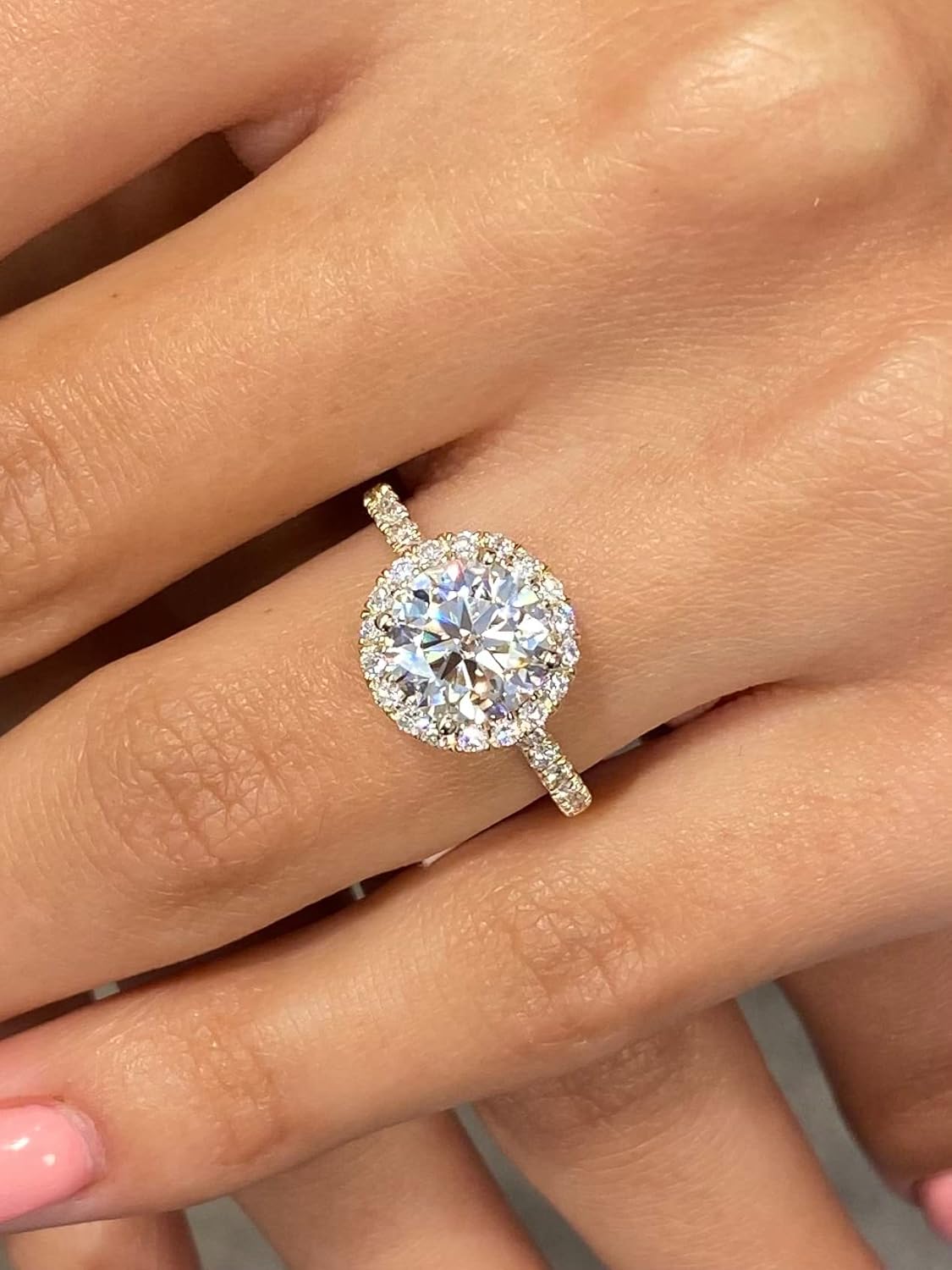 1/2 Carat Lab Grown Diamond and 2 Carat Moissanite Engagement Ring for Women in 14k White/Yellow/Rose Gold (D-E, VS, cttw) Wedding Ring Size 5.5 to 8 (10) · v2