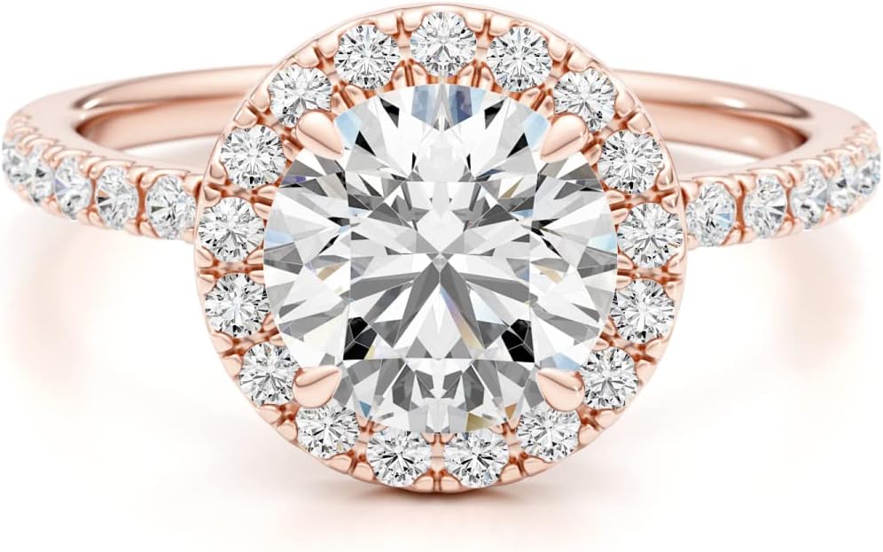 1/2 Carat Lab Grown Diamond and 2 Carat Moissanite Engagement Ring for Women in 14k White/Yellow/Rose Gold (D-E, VS, cttw) Wedding Ring Size 5.5 to 8 (10) · v2