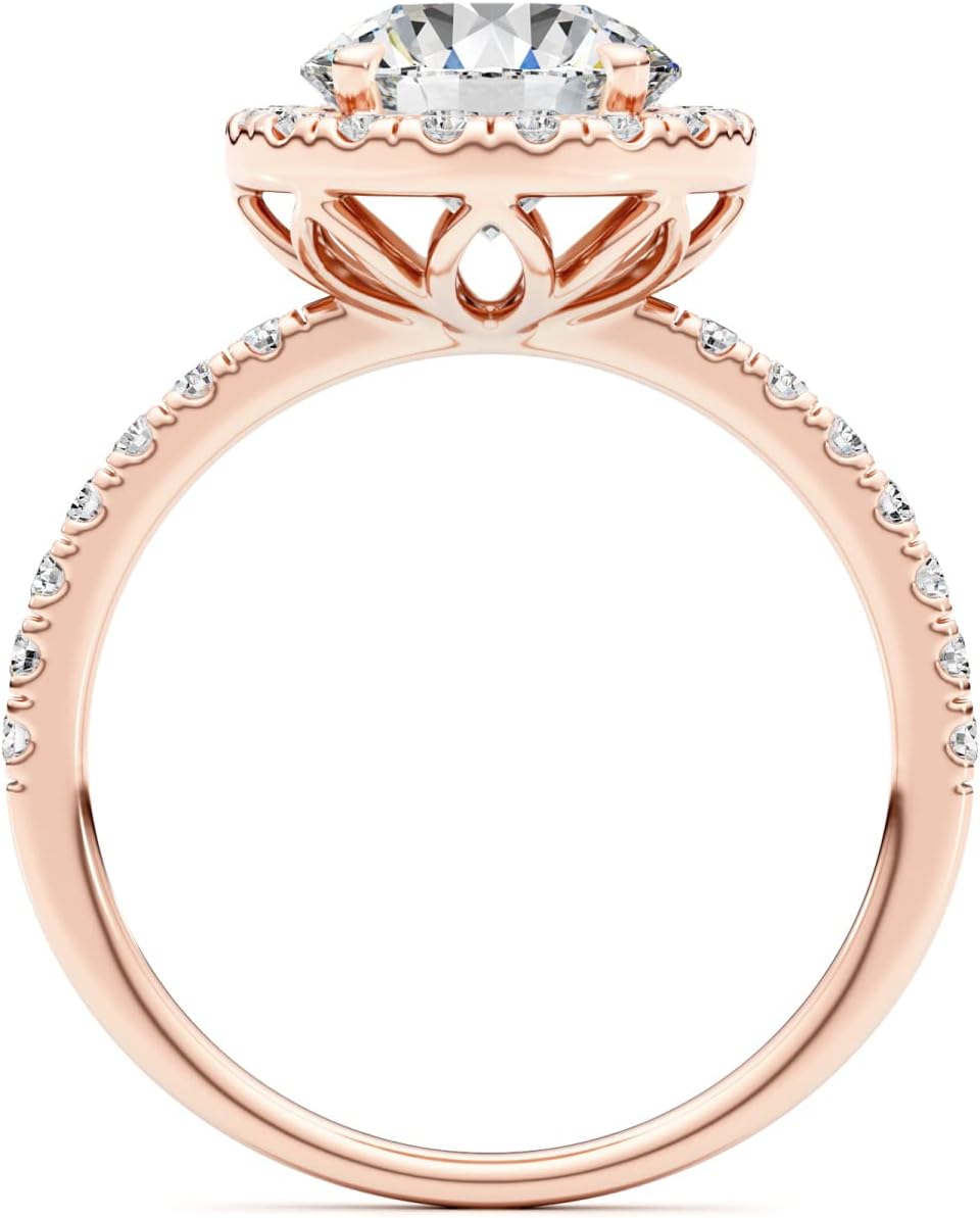 1/2 Carat Lab Grown Diamond and 2 Carat Moissanite Engagement Ring for Women in 14k White/Yellow/Rose Gold (D-E, VS, cttw) Wedding Ring Size 5.5 to 8 (10) · v2