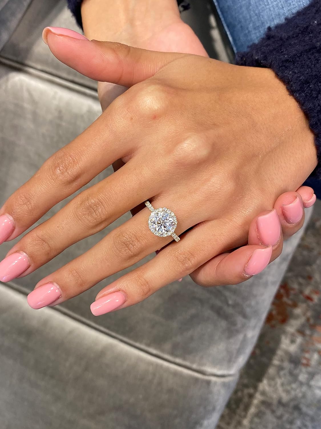 1/2 Carat Lab Grown Diamond and 2 Carat Moissanite Engagement Ring for Women in 14k White/Yellow/Rose Gold (D-E, VS, cttw) Wedding Ring Size 5.5 to 8 (10) · v2