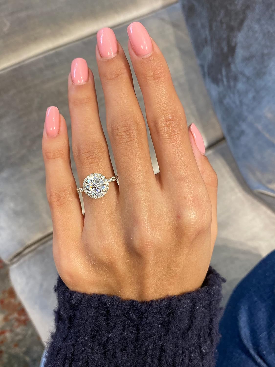 1/2 Carat Lab Grown Diamond and 2 Carat Moissanite Engagement Ring for Women in 14k White/Yellow/Rose Gold (D-E, VS, cttw) Wedding Ring Size 5.5 to 8 (10) · v2