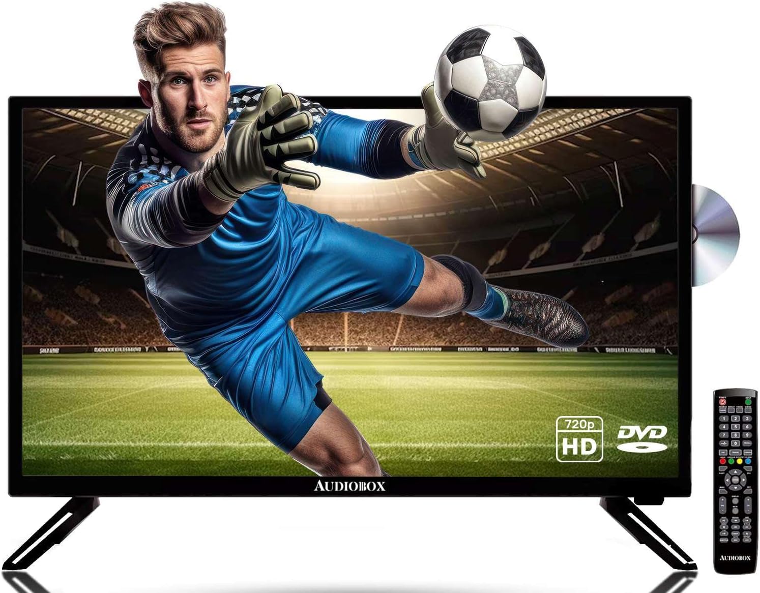 Audiobox 24 Widescreen HDTV with Built-in DVD Player, HDMI  USB, Car Adapter, Digital Noise Reduction for RVs, Campers, Outdoors