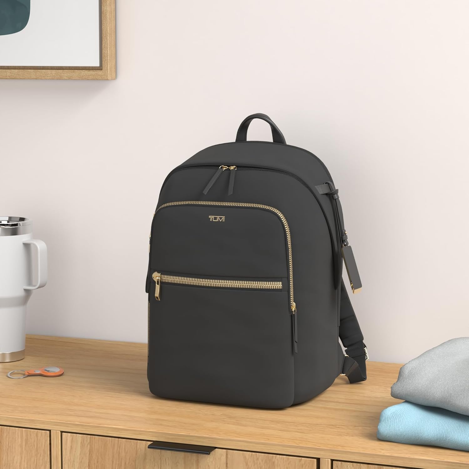 TUMI — Voyageur Halsey Backpack — Reiserucksack — Für Business, Mode, Pendeln — für bis zu 14 Bildschirme — Schwarzgold