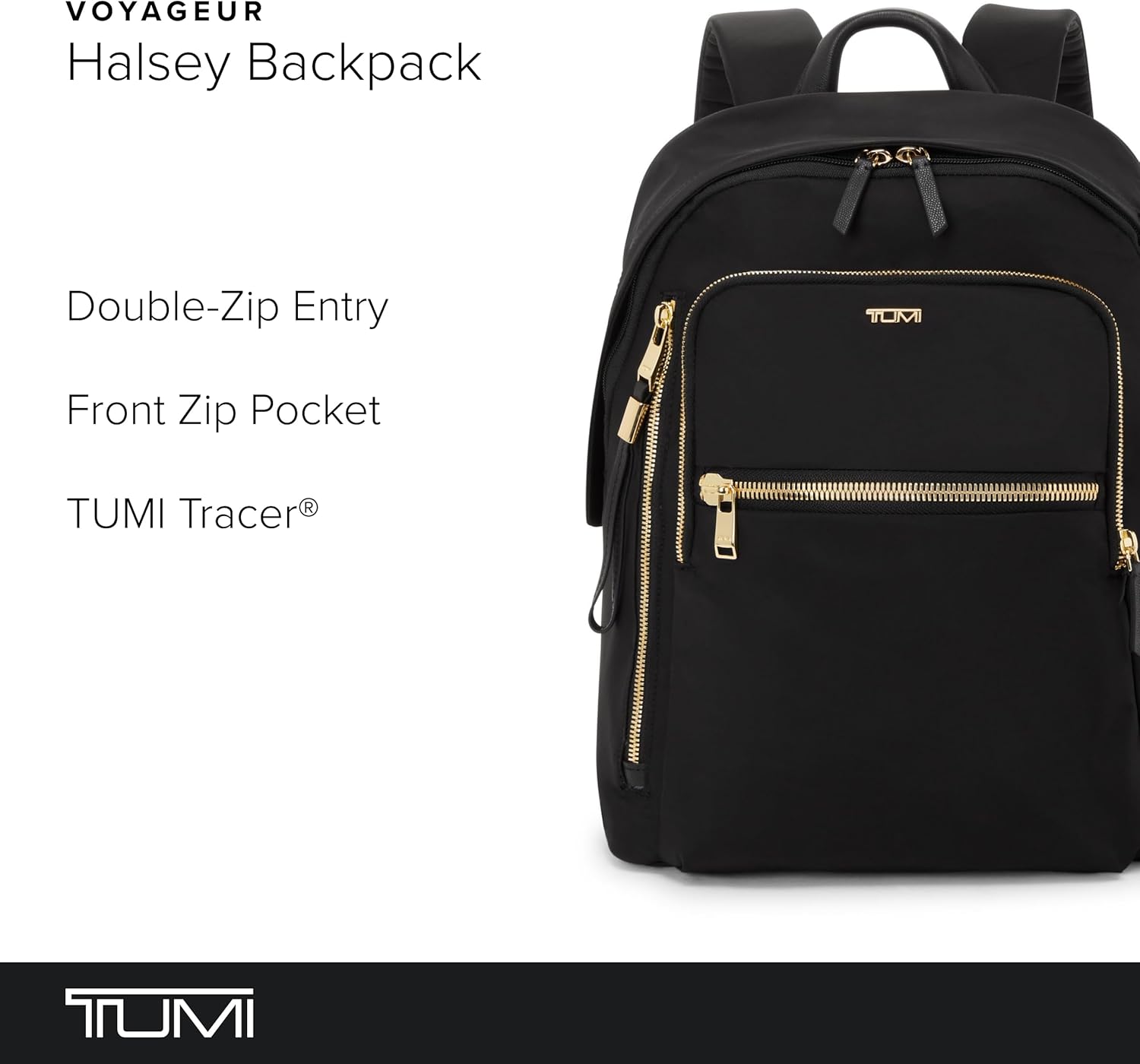 TUMI — Voyageur Halsey Backpack — Reiserucksack — Für Business, Mode, Pendeln — für bis zu 14 Bildschirme — Schwarzgold
