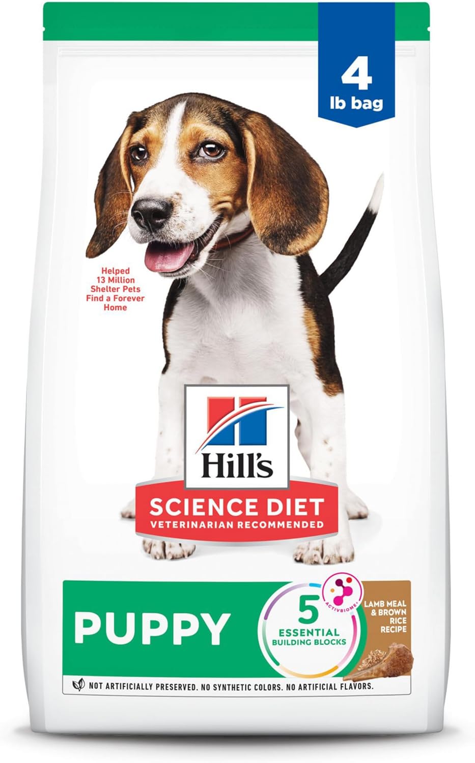 Hills Science Diet Cachorro, nutrición premium para cachorros, alimento seco para perros, arroz integral con cordero, bolsa de 4 libras