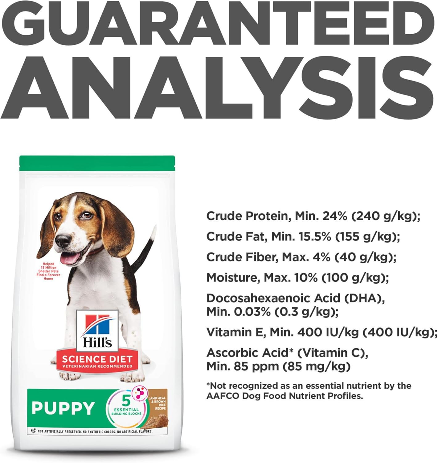 Hills Science Diet Cachorro, nutrición premium para cachorros, alimento seco para perros, arroz integral con cordero, bolsa de 4 libras
