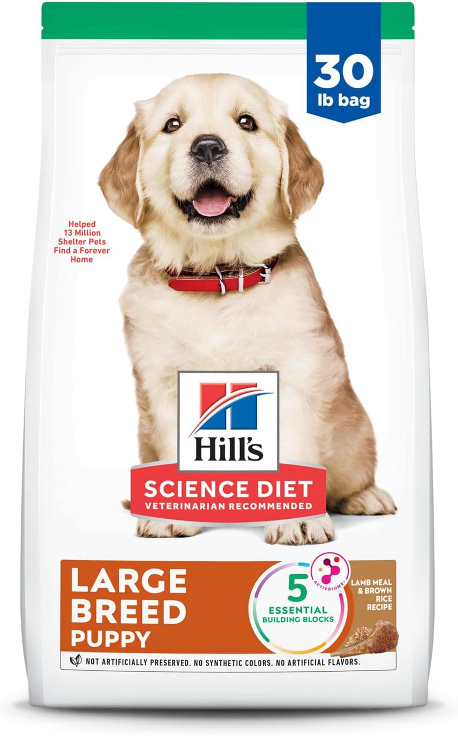 Nourriture sèche pour chiens Hills Science Diet, chiot de grande race, nourriture sèche pour chiens, riz brun à l'agneau, sac de 30 livres
