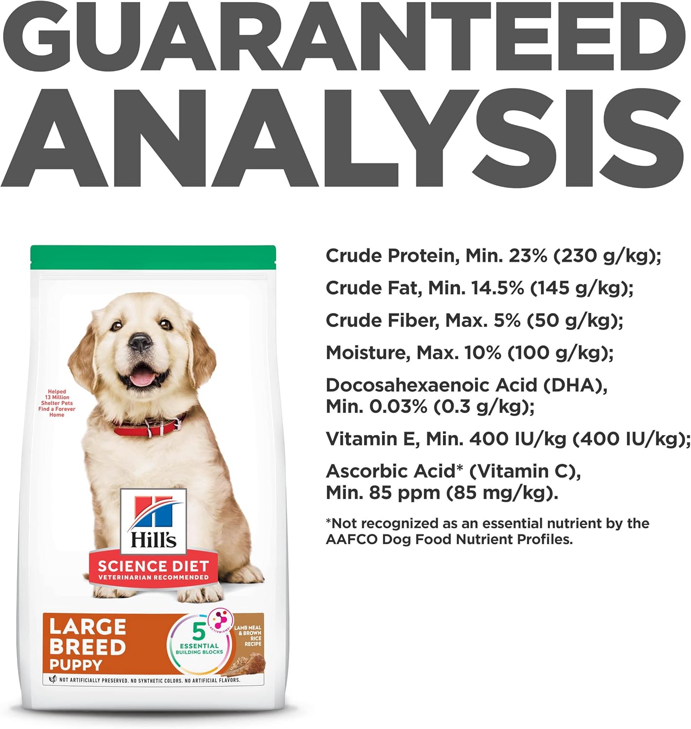 Nourriture sèche pour chiens Hills Science Diet, chiot de grande race, nourriture sèche pour chiens, riz brun à l'agneau, sac de 30 livres