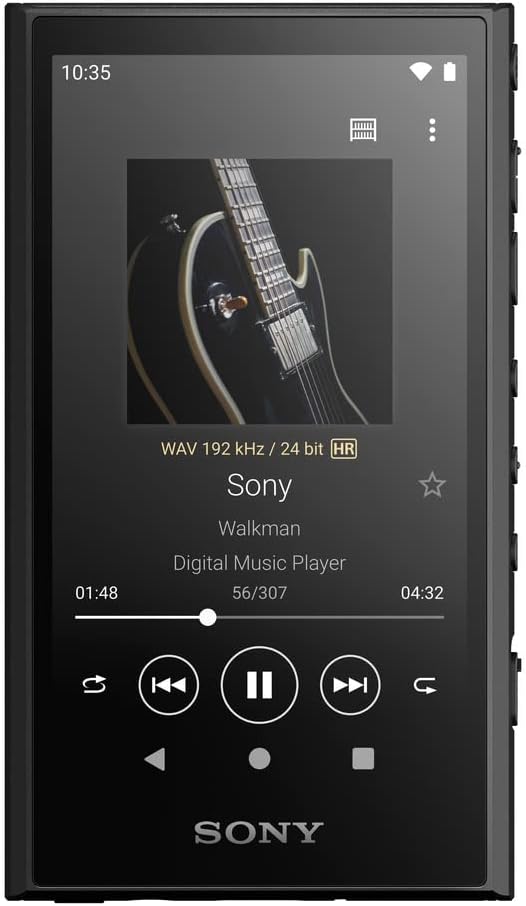 Sony NW-A306 Walkman 32GB Hi-Res Portable Digital Music Player with Android, up to 36 Hour Battery, Wi-Fi  Bluetooth and USB Type-C – Black NW-A306/B, Black