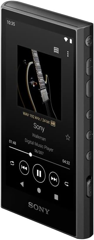 Przenośny cyfrowy odtwarzacz muzyczny Sony NW-A306 Walkman 32GB Hi-Res z systemem Android, akumulatorem do 36 godzin, Wi-Fi Bluetooth i USB Type-C — czarny NW-A306/B, czarny