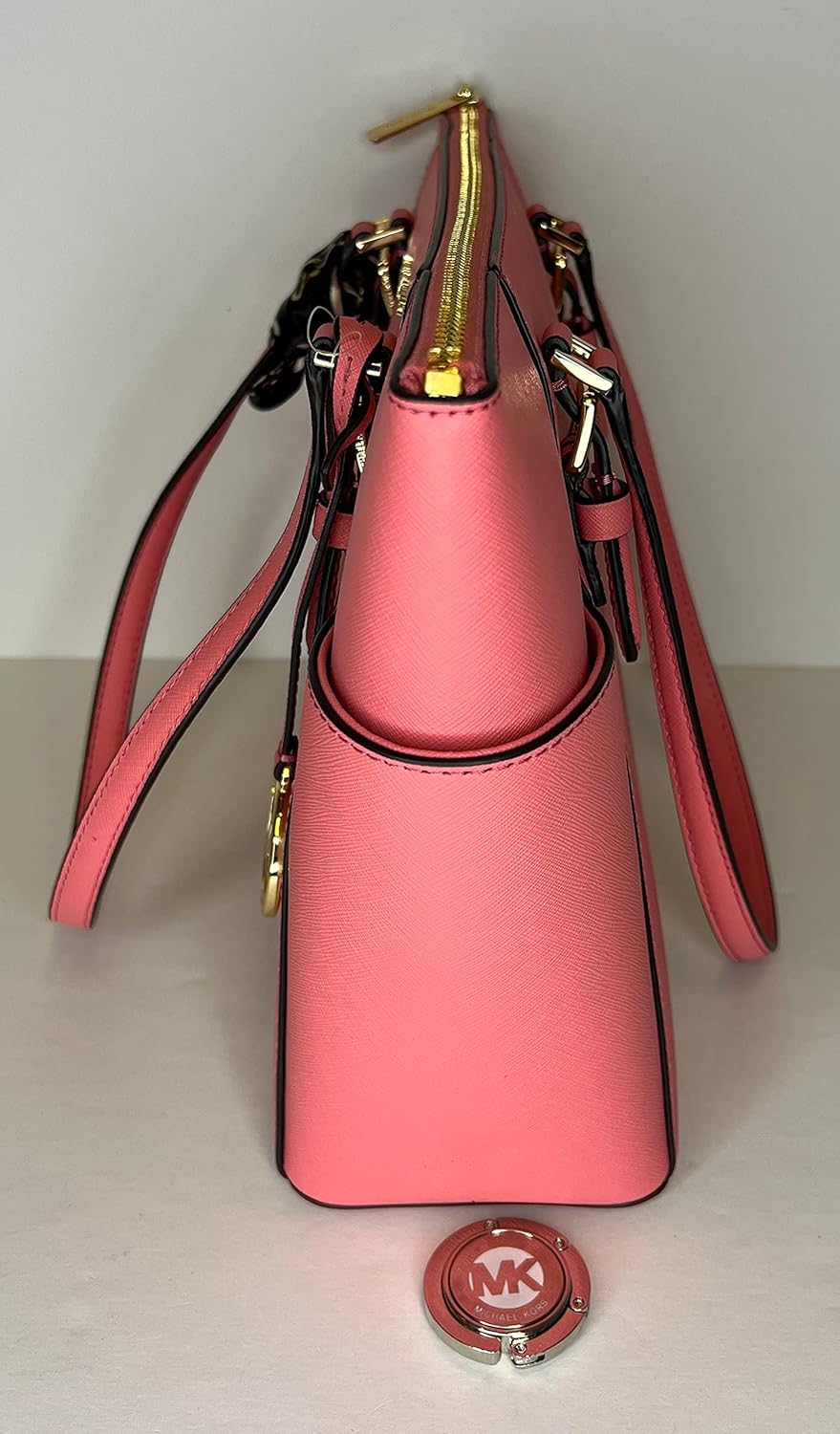 MICHAEL Michael Kors Charlotte Large Zip Tote bundled with matching Trifold Wallet, Purse Hook and Skinny Scarf · v3