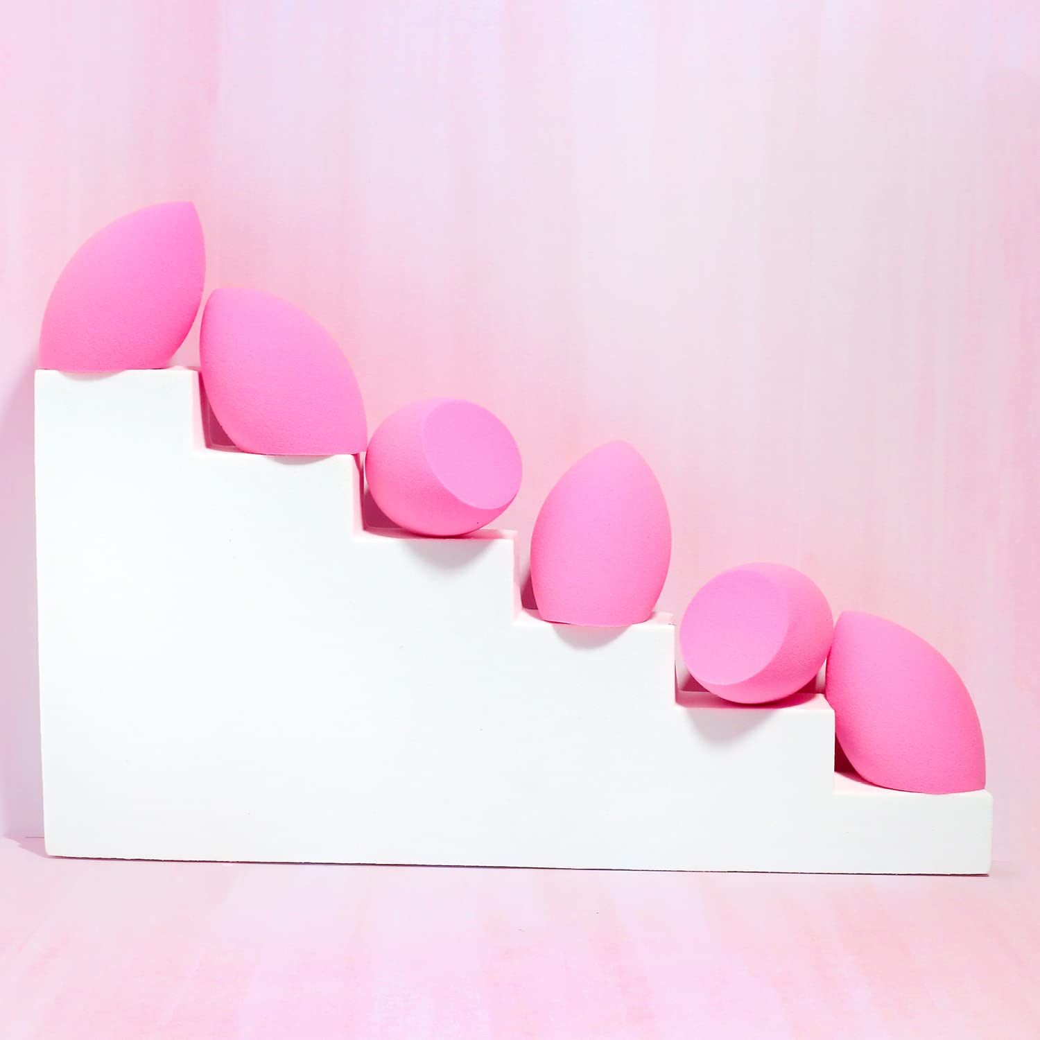 AOA Studio Collection Makeup Sponge Set Makeup Blender Latex Free and High-definition Super Soft Set of 6 Makeup Blender For Powder Cream and Liquid, Beauty Cosmetic Beveled Shape (Pink) · v2