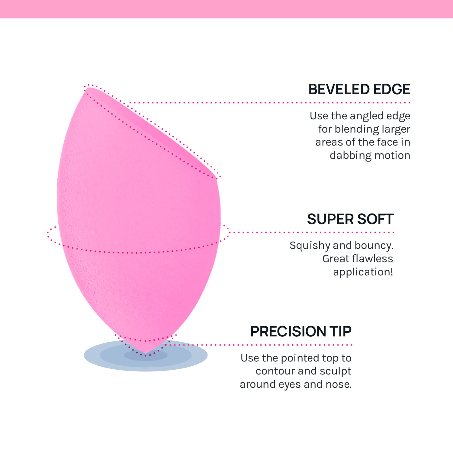 AOA Studio Collection Makeup Sponge Set Makeup Blender Latex Free and High-definition Super Soft Set of 6 Makeup Blender For Powder Cream and Liquid, Beauty Cosmetic Beveled Shape (Pink) · v2