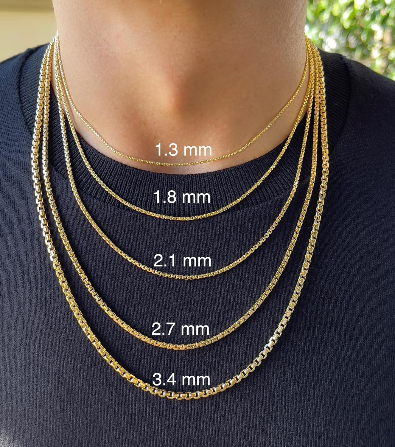 JEWELHEART โซ่กล่องกลมทองคำแท้ 14K ขนาด 1.3 มม. 1.8 มม. 2.1 มม. 2.7 มม. 3.4 มม. โซ่ทองคำแท้สีเหลืองและสีขาวสำหรับผู้ชาย สร้อยคอโซ่แบบข้อต่อตัดเพชรสำหรับผู้หญิง พร้อมตะขอก้ามปู ขนาด 16 18\ 20\ 22\ 24\