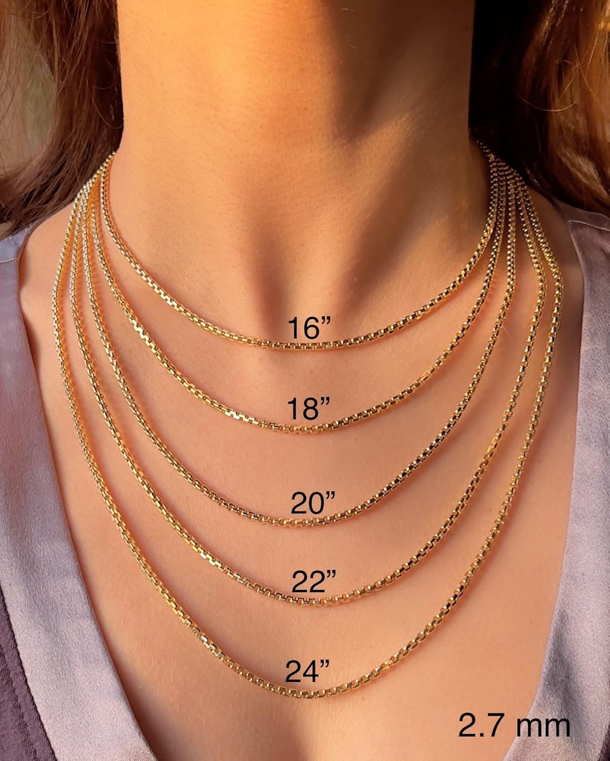 JEWELHEART โซ่กล่องกลมทองคำแท้ 14K ขนาด 1.3 มม. 1.8 มม. 2.1 มม. 2.7 มม. 3.4 มม. โซ่ทองคำแท้สีเหลืองและสีขาวสำหรับผู้ชาย สร้อยคอโซ่แบบข้อต่อตัดเพชรสำหรับผู้หญิง พร้อมตะขอก้ามปู ขนาด 16 18\ 20\ 22\ 24\