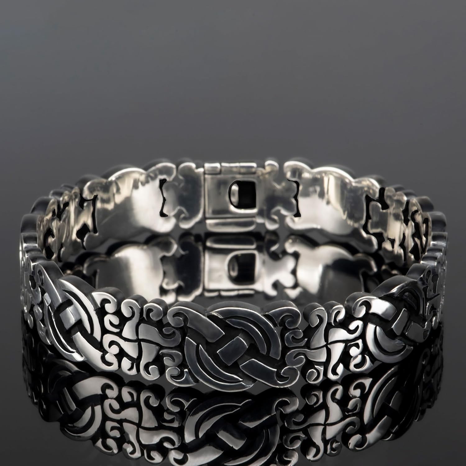 Bracciale LUXIUM Maya: realizzato a mano in argento sterling 925 massiccio con finitura annerita e lucida