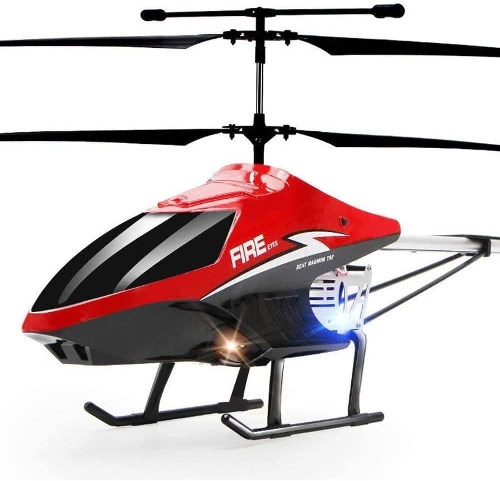 Grande elicottero RC resistente alle cadute con telecomando a 3.5 canali Giocattoli per elicottero per principianti Regalo di Natale per adolescenti con luce notturna a LED, rossa（2 batterie）