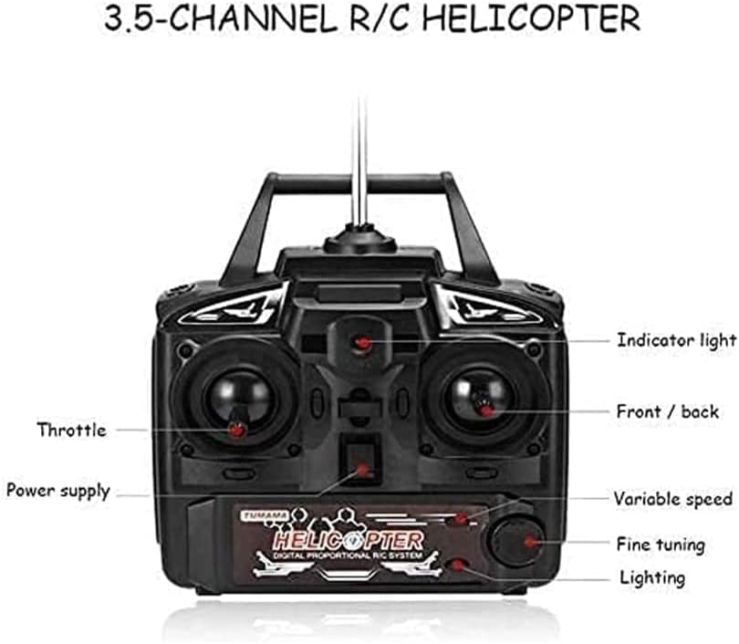 Grande elicottero RC resistente alle cadute con telecomando a 3.5 canali Giocattoli per elicottero per principianti Regalo di Natale per adolescenti con luce notturna a LED, rossa（2 batterie）