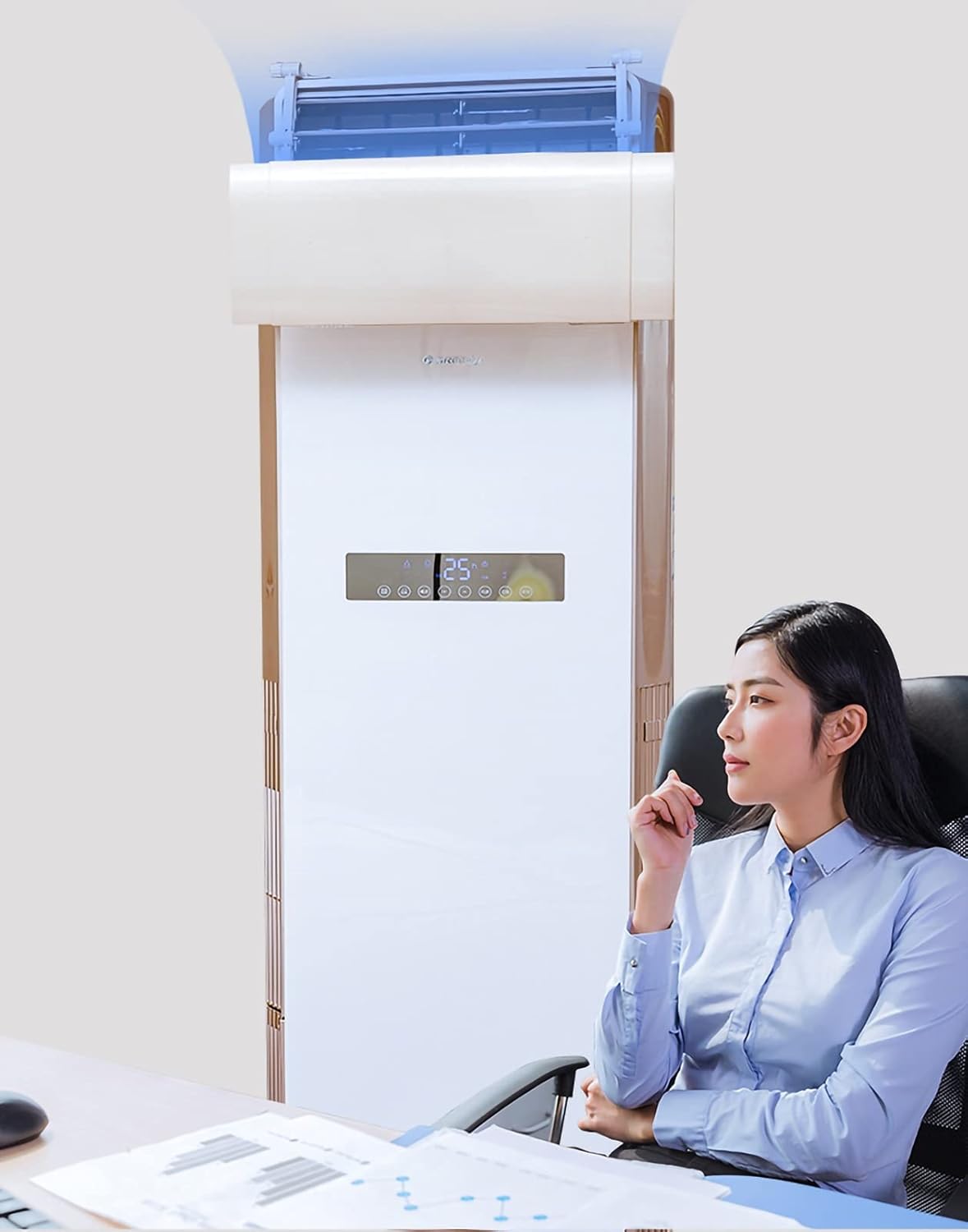 Deflettore d'aria condizionata Deflettore verticale per condizionatore d'aria, impedisce all'aria fredda di soffiare, parabrezza regolabile ad angolo retto, per casa e ufficio (colore: bianco)