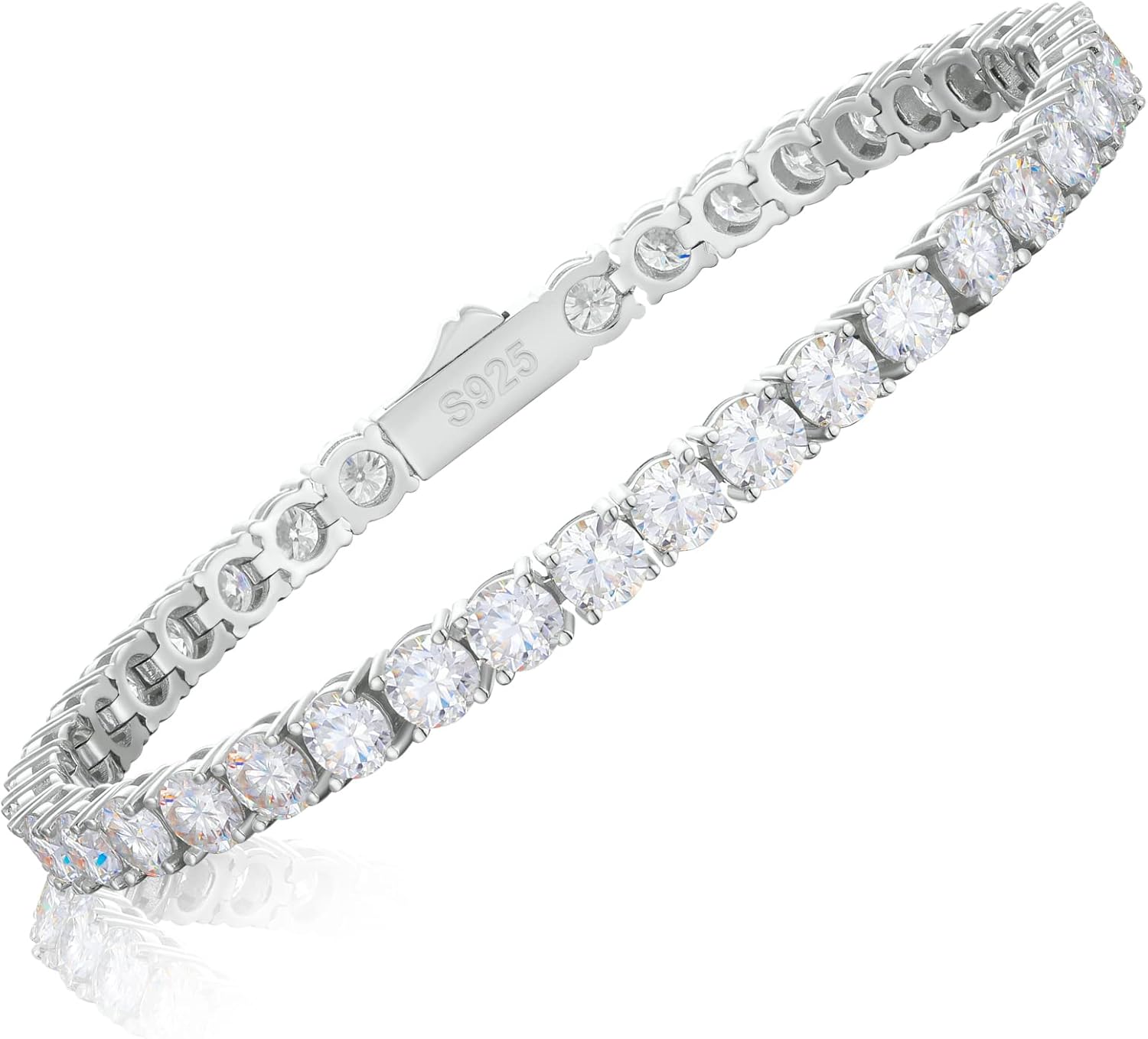 Moissanite Tennis Bracelet, 4.8ct-21ct Lab Created Diamond Bracelets for Women, 18k White/Yellow Gold Plated 925 Sterling Silver Mens Bracelet, 2-5mm D Color VVS1 Round Cut Moissanite Bracelet Gift for Her with GRA Certificate of Authenticity · v10