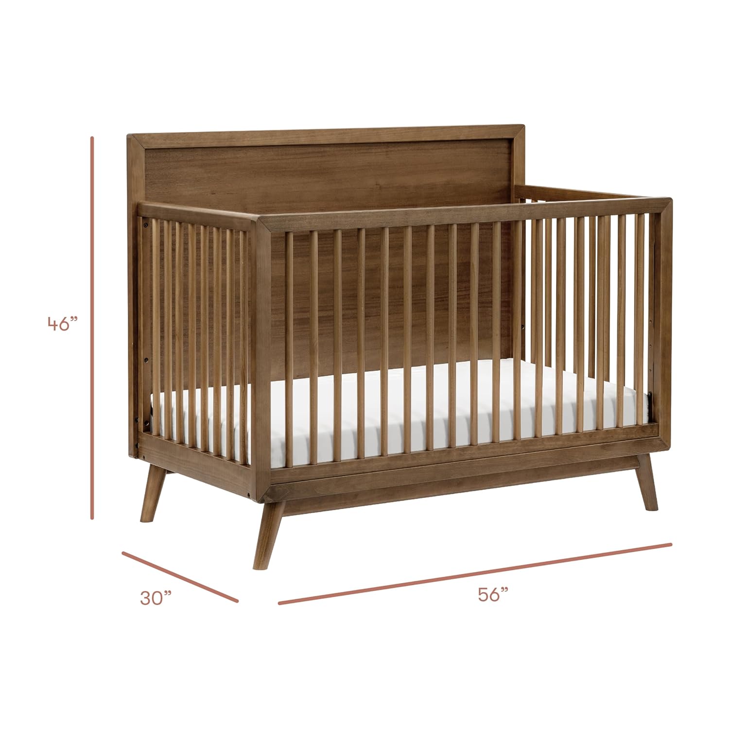Babyletto Palma 4-in-1 Convertible Crib with Toddler Bed Conversion Kit in Natural Walnut, Greenguard Gold Certified