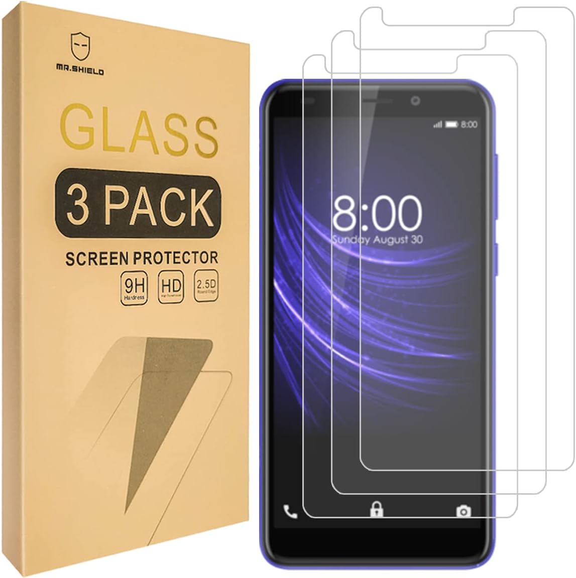 Mr.Shield [3-Pack] Designed For Cloud Mobile Stratus C5 / C5 Elite [Tempered Glass] [Japan Glass with 9H Hardness] Screen Protector