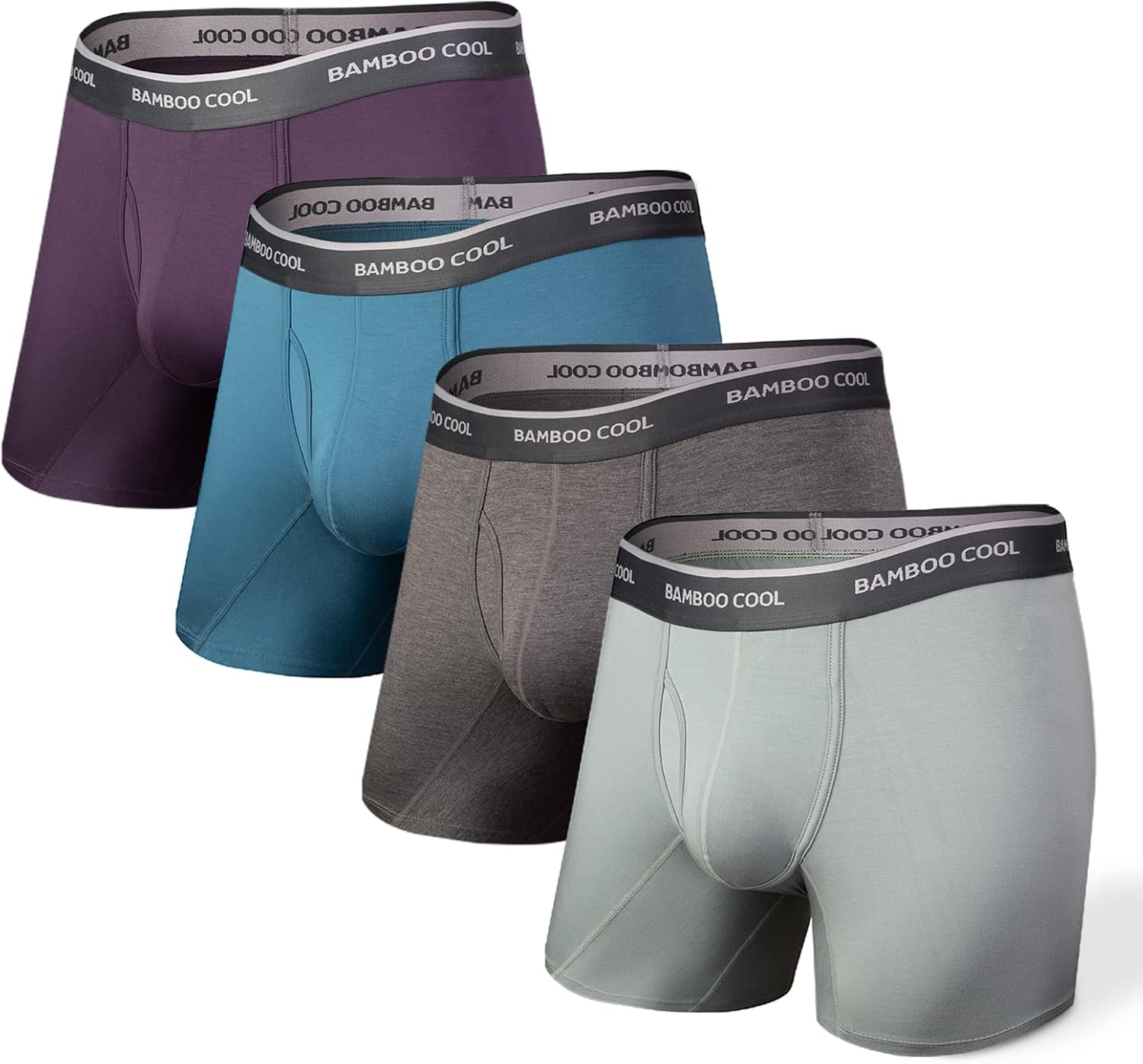 BAMBOO COOL Mens Underwear Boxer Briefs Soft Breathable Underwear (4 or 7 Pack)