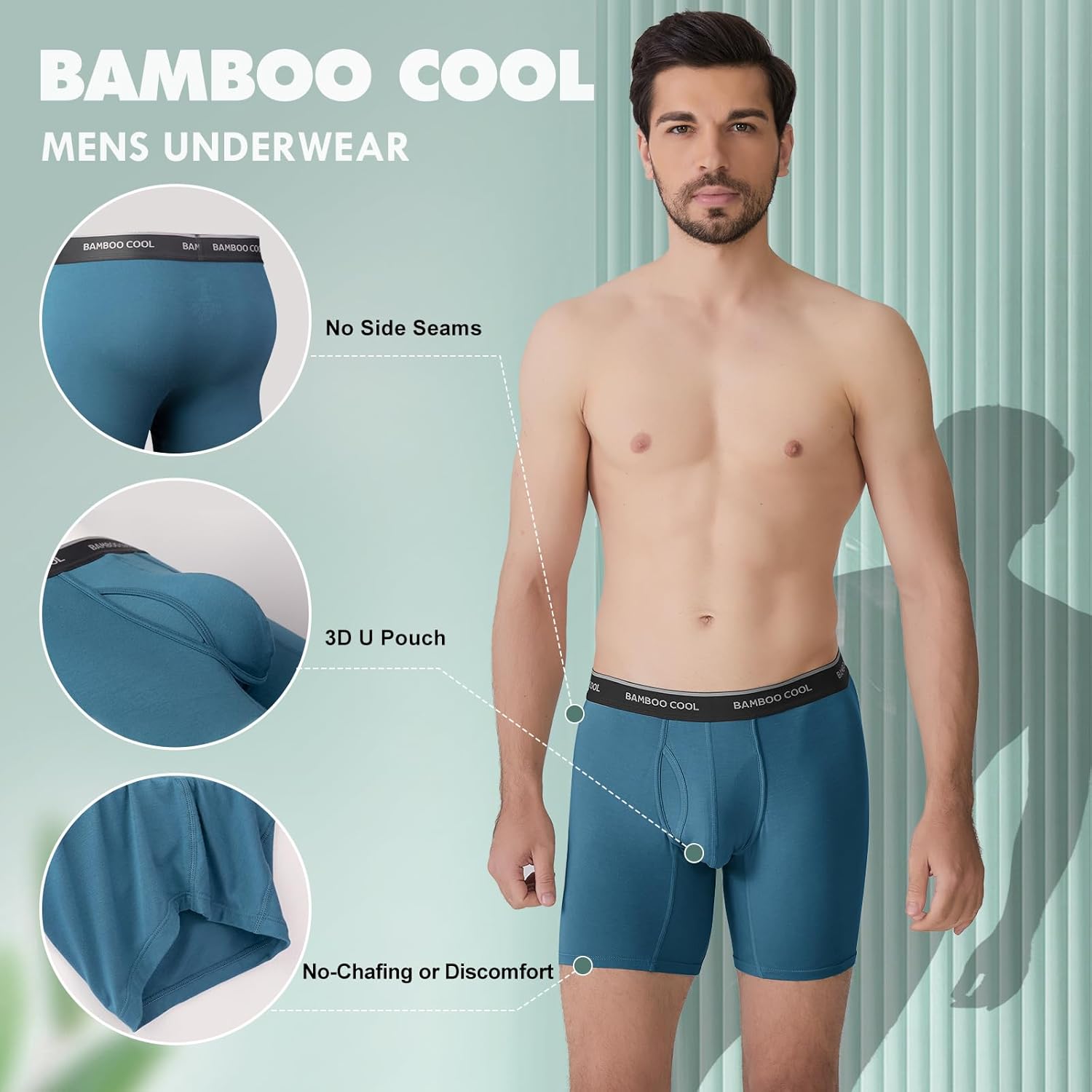 BAMBOO COOL Mens Underwear Boxer Briefs Soft Breathable Underwear (4 or 7 Pack)