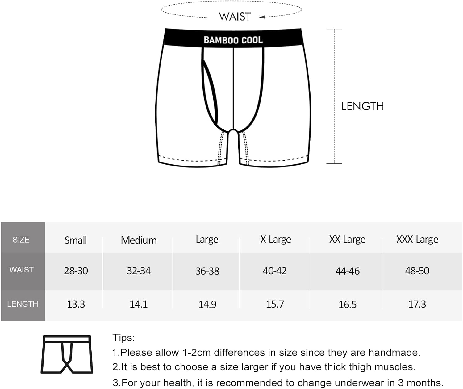 BAMBOO COOL Mens Underwear Boxer Briefs Soft Breathable Underwear (4 or 7 Pack)