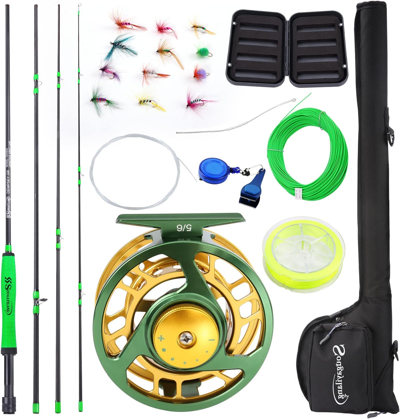 Sougayilang Standard Fly Fishing Combo Starter Kit, 5/6 Weight 9 Fly Rod with SuperPolymer Handle, Accessories, CNC Fly Reel, Carrying Case, Fly Box Case  Fishing Flies · v3