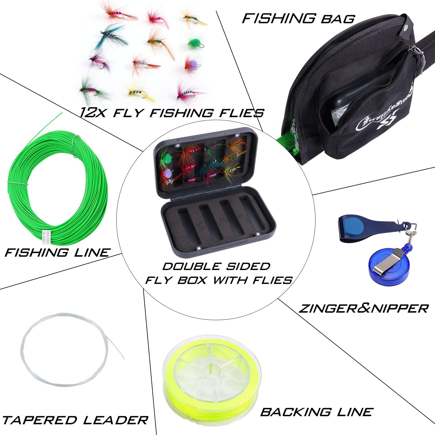 Sougayilang Standard Fly Fishing Combo Starter Kit, 5/6 Weight 9 Fly Rod with SuperPolymer Handle, Accessories, CNC Fly Reel, Carrying Case, Fly Box Case  Fishing Flies · v3