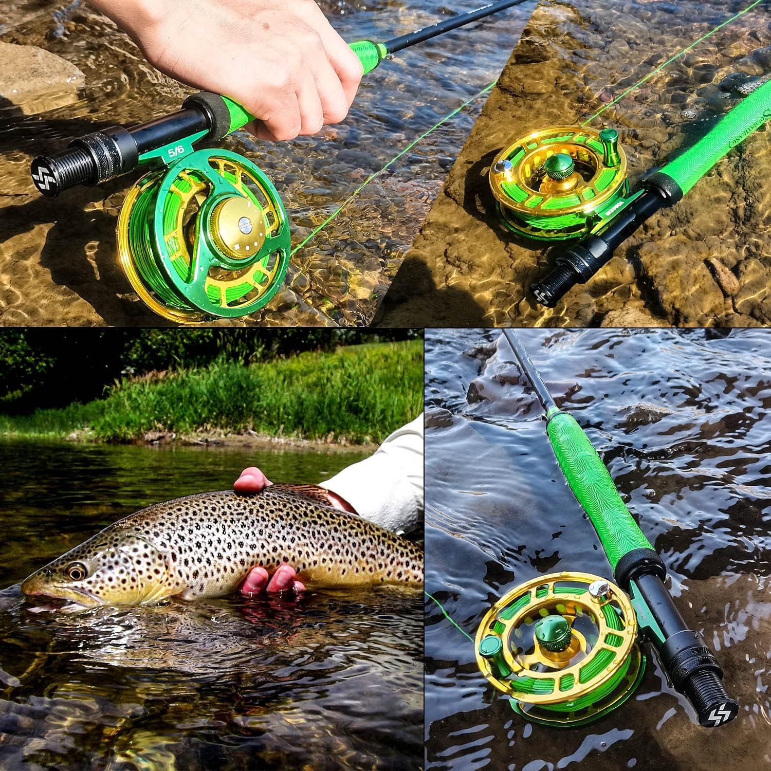 Sougayilang Standard Fly Fishing Combo Starter Kit, 5/6 Weight 9 Fly Rod with SuperPolymer Handle, Accessories, CNC Fly Reel, Carrying Case, Fly Box Case  Fishing Flies · v3