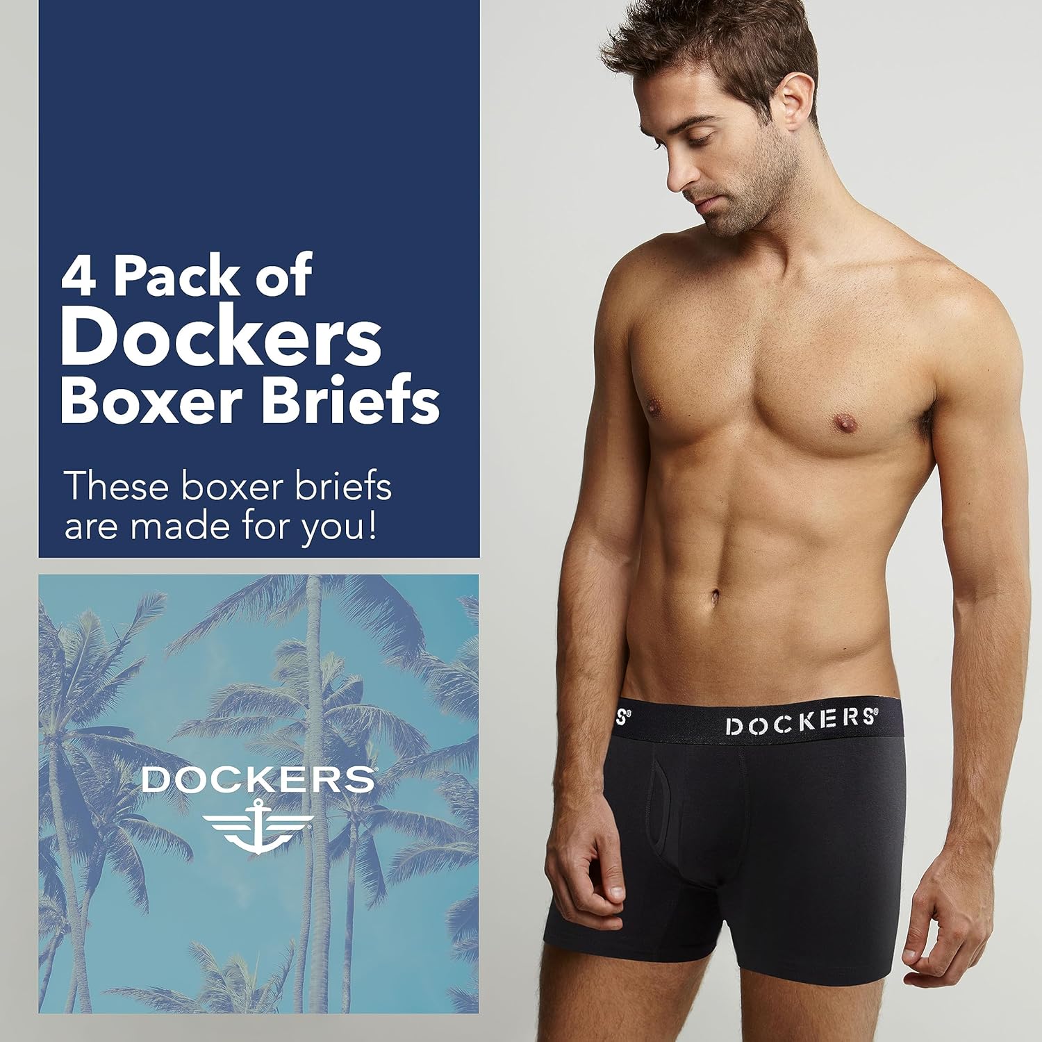ملابس داخلية رجالية من Dockers مصنوعة من القطن المرن، عبوة من 4 قطع