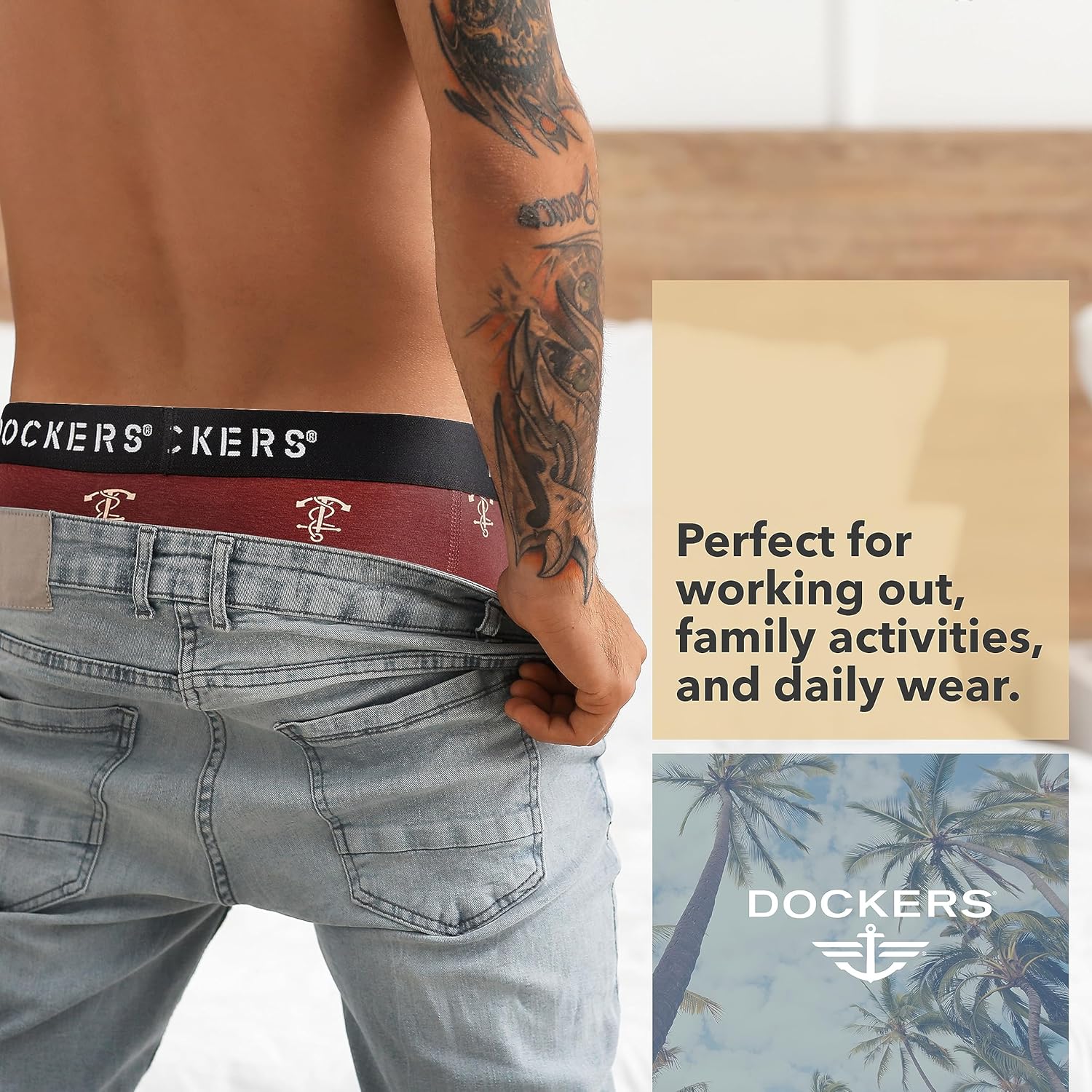 ملابس داخلية رجالية من Dockers مصنوعة من القطن المرن، عبوة من 4 قطع
