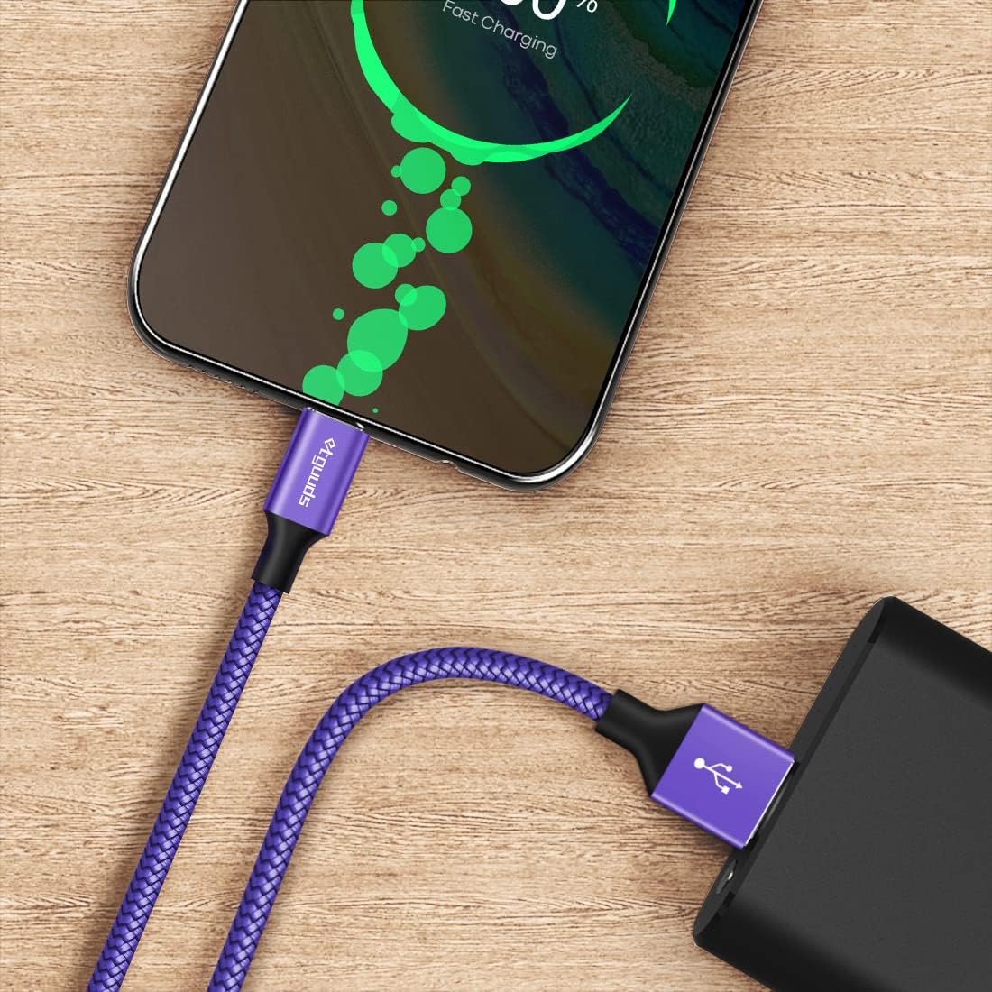 etguuds 2-Pack 3ft USB C Cable 3A Fast Charge, Purple USB A to Type C Charger Cord Braided for Samsung Galaxy A10e A15 A25 A54 A51 A50, S24 S23 S22 S21 S20 S10 S10E S9, Note 20 10 9, Moto G G9 G8 · v2