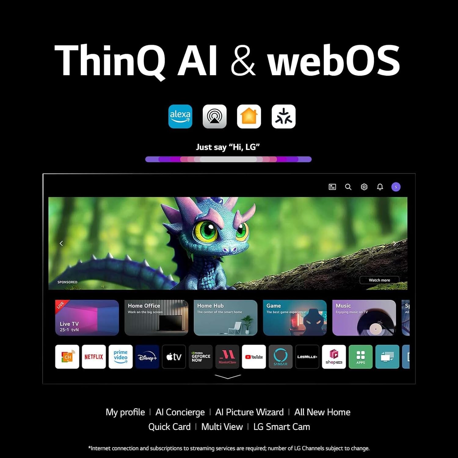Smart TV a schermo piatto LG serie C3 da 55 pollici classe OLED evo 4K per giochi con OLED55C3PUA basato su intelligenza artificiale Magic Remote, frequenza di aggiornamento 120 Hz, 2023 con Alexa integrato
