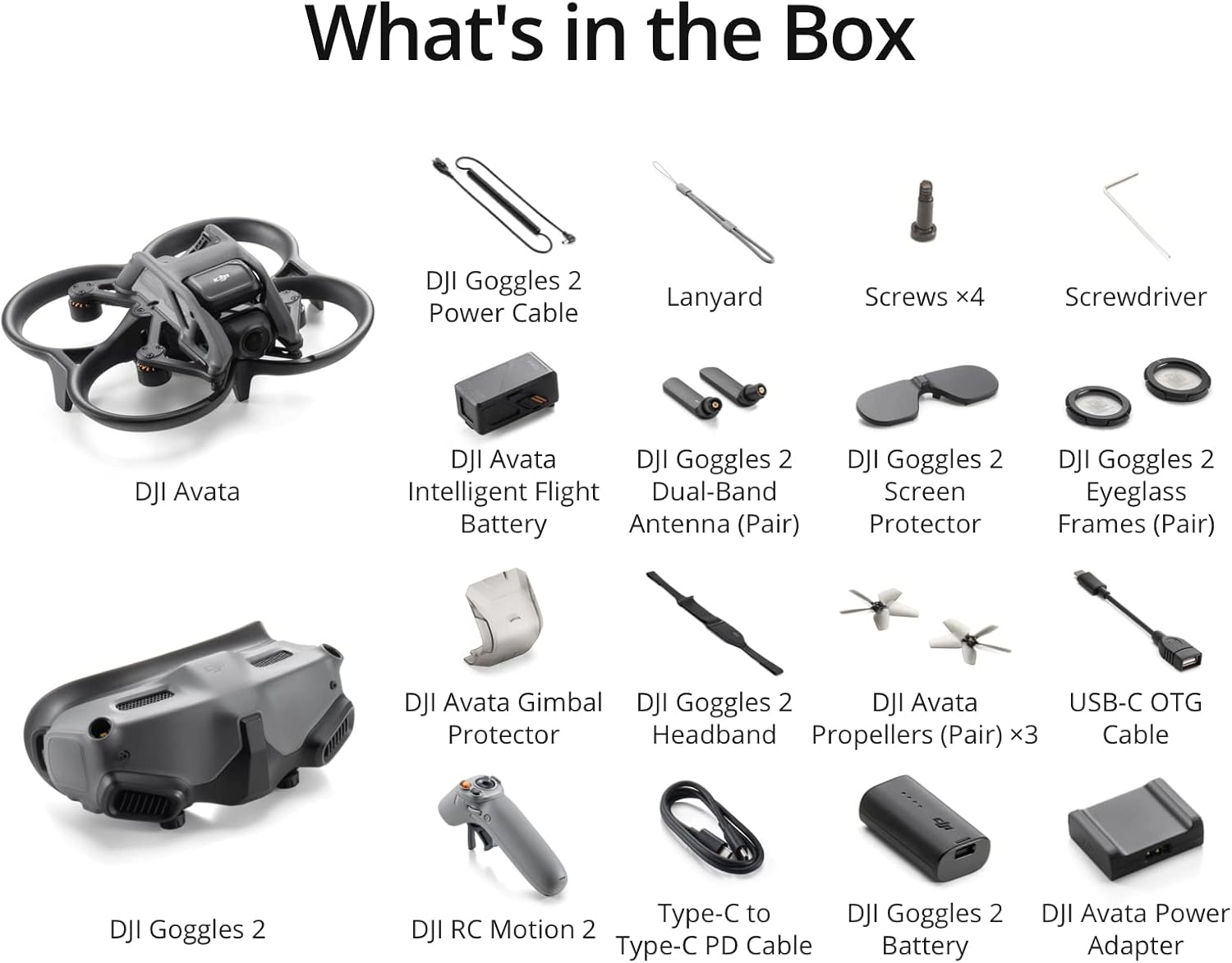 DJI Avata Pro-View Combo - Quadricottero UAV con visuale in prima persona con video stabilizzato 4K, FOV super ampio a 155°, freno di emergenza e hover, include nuovi RC Motion 2 e Goggles 2