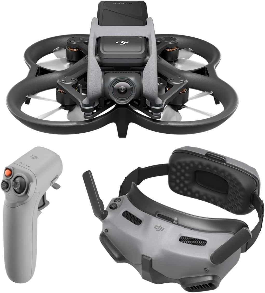 DJI Avata Explorer Combo, drone con visuale in prima persona con fotocamera 4K, FOV super ampio di 155°, include il nuovo RC Motion 2 e occhiali Integra Black, conforme alla FAA Remote ID