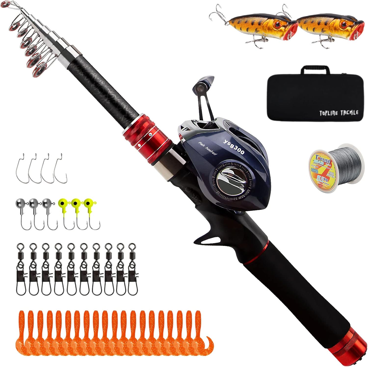 Telescopic Fishing Rod and Reel Combos, Carbon Fiber Fishing Rod with Stainless Steel Baitcasting Reel Portable Fishing Pole Reel Combo for Travel Saltwater Freshwater Fishing Gifts for Men · v2