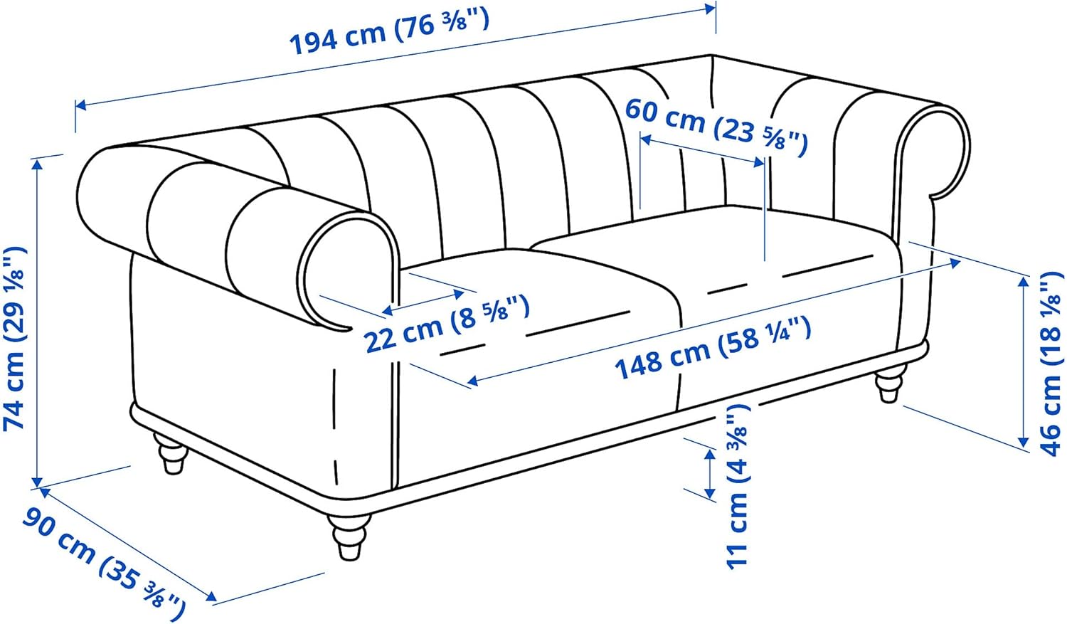 Ikea VISKAFORS 2-seat sofa, Lejde anthracite/birch · v2