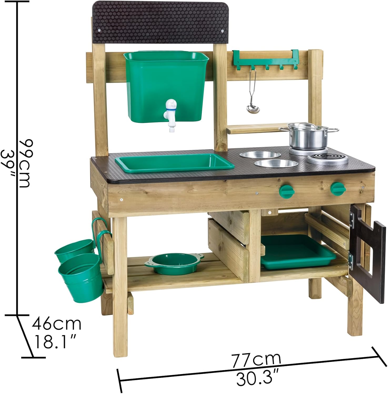 Hape Outdoor Kitchen | Ensemble de jeu en bois Mud Kitchen avec accessoires, pour enfants de 3 ans