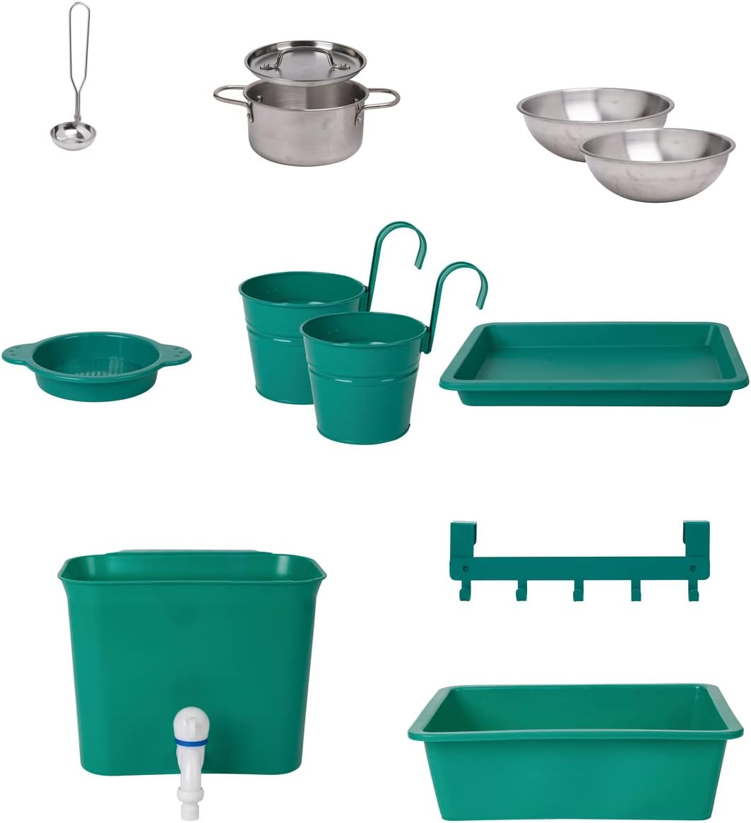 Hape Outdoor Kitchen | Ensemble de jeu en bois Mud Kitchen avec accessoires, pour enfants de 3 ans