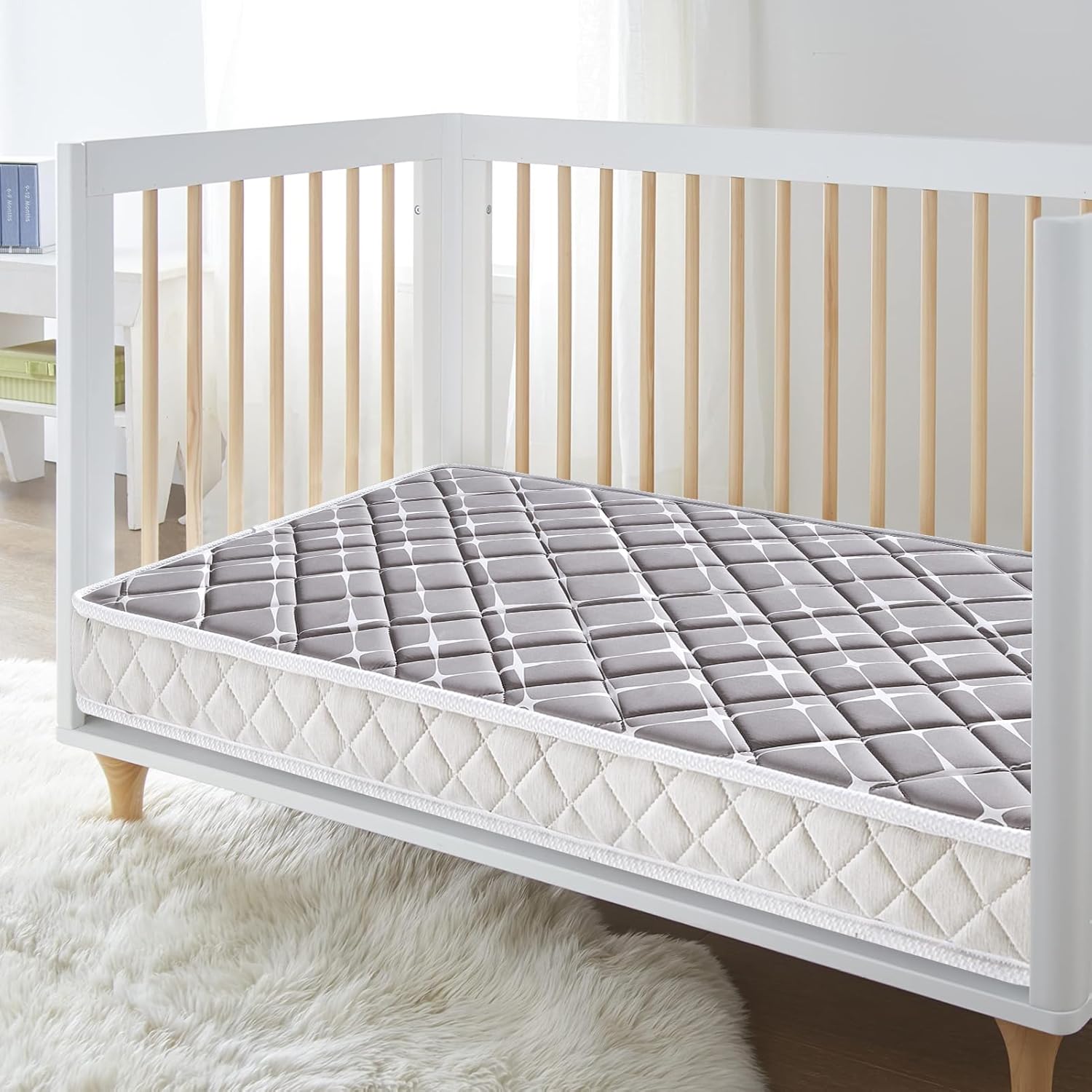 Doppelseitige Premium-Matratze für Babybetten und Kleinkinder — 52 x 27,6 x 12,7 cm — atmungsaktiv — fest, weich — passt für Standard-Babybetten und Kleinkinderbetten