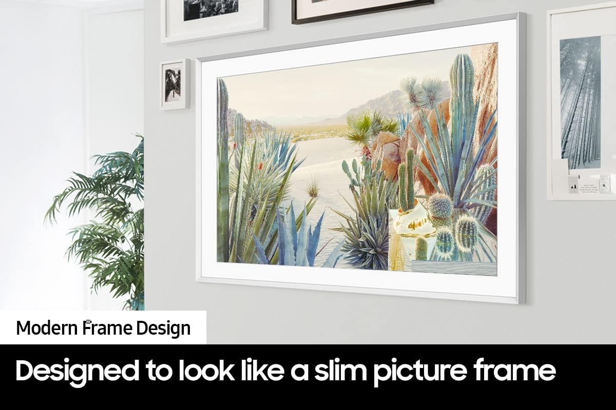 تلفزيون سامسونج 32 بوصة من فئة QLED The Frame LS03C، شاشة Quantum HDR، وضع فني، شاشة غير لامعة مضادة للانعكاس، حامل حائط نحيف متضمن، تلفزيون ذكي مع أليكسا مدمج (QN32LS03CB)