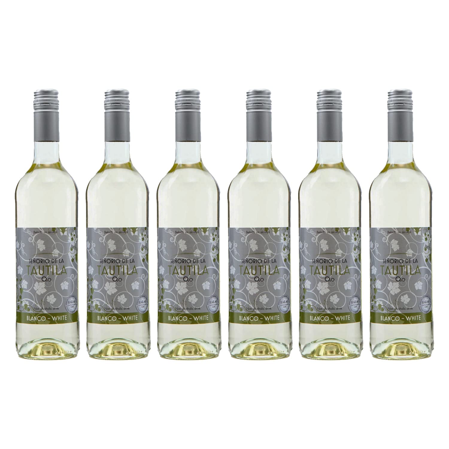Señorio de la Tautila Blanco Airen bianco analcolico allo 0,0% proveniente dalla Spagna, certificato Halal e vegano (750 ml, 6 bottiglie)
