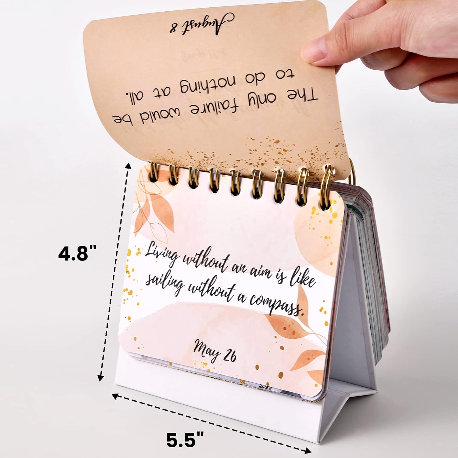 Motivational Calendar - Daily Flip Calendar with Inspirational Quotes, 4.8x5.5" Undated Standing Flip Calendar for Desk Accessories, Perpetual Calendar, Inspirational Gifts for Women, Positive Daily